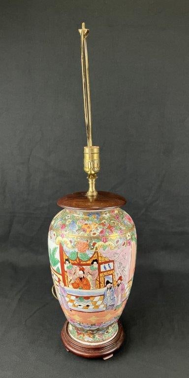Chinese Famille Rose Porcelain Vase Lamp - 2