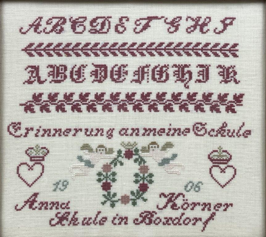 Antique German Cross-Stitch Schoolgirl Sampler - 2