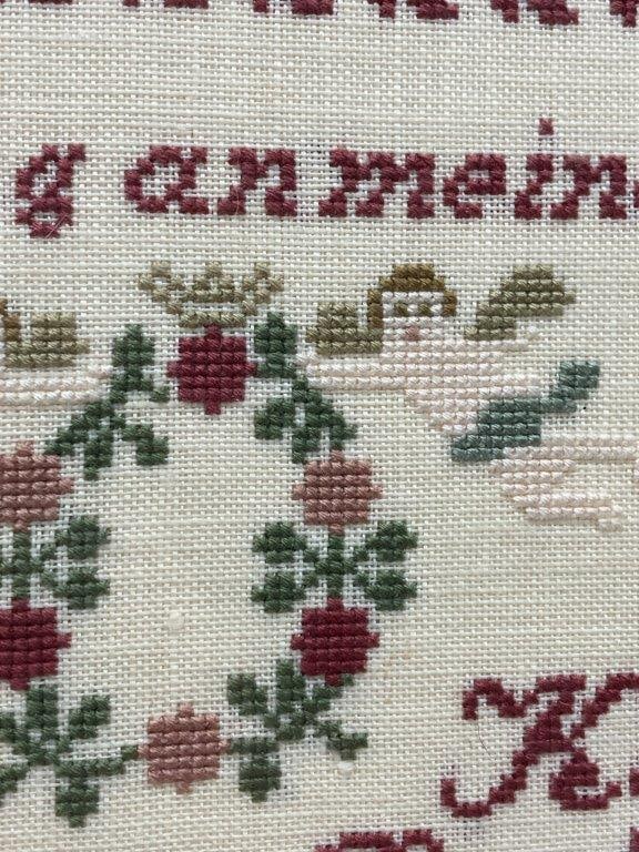 Antique German Cross-Stitch Schoolgirl Sampler - 3