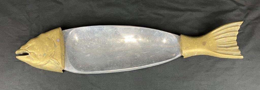 Brass-Accented Fish Serving Tray - 2