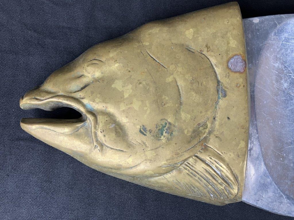 Brass-Accented Fish Serving Tray - 3