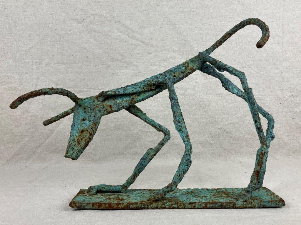 Folk Art Bronze Bull Sculpture - 5