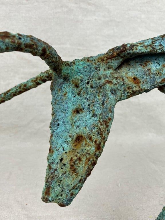 Folk Art Bronze Bull Sculpture - 6