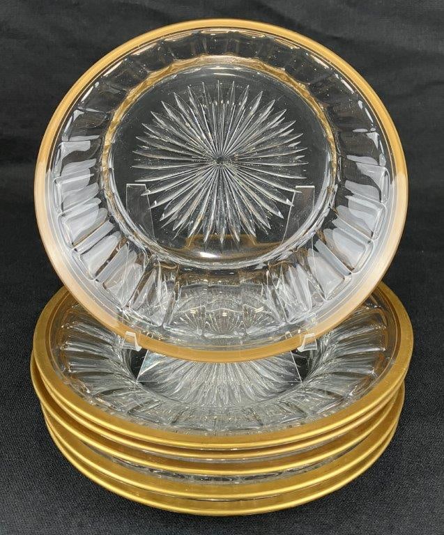 Six Heisey GIlt Edge Glass Bread and Butter Plates - 4
