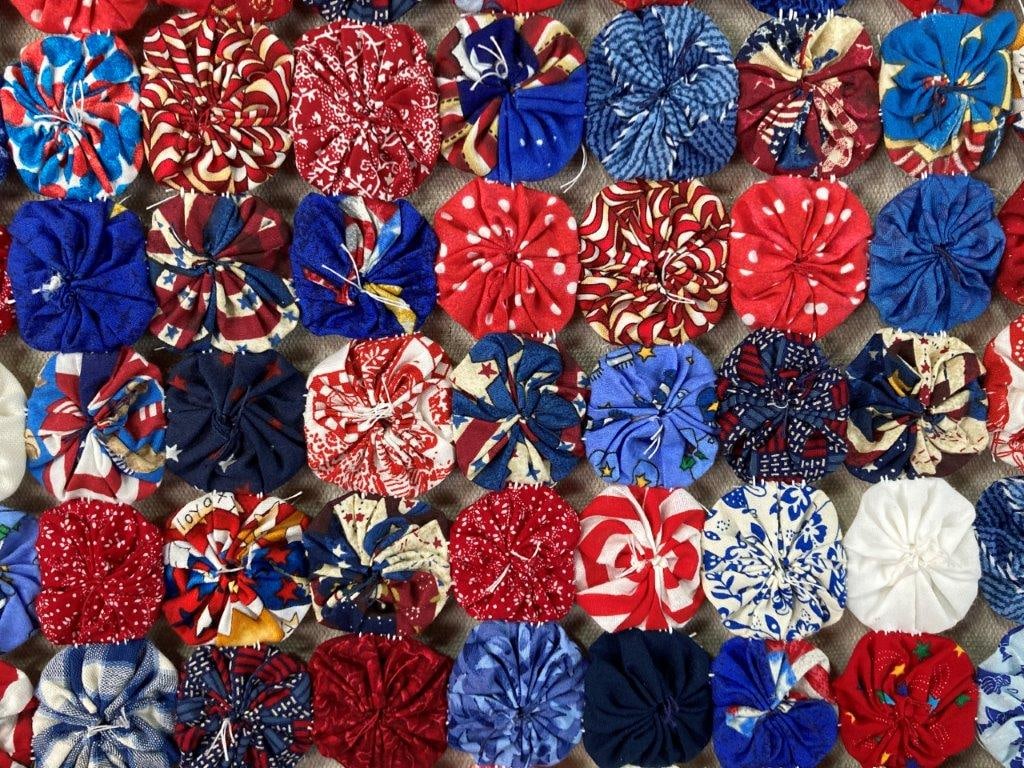 Red, White, and Blue Yo- Yo Quilt - 2