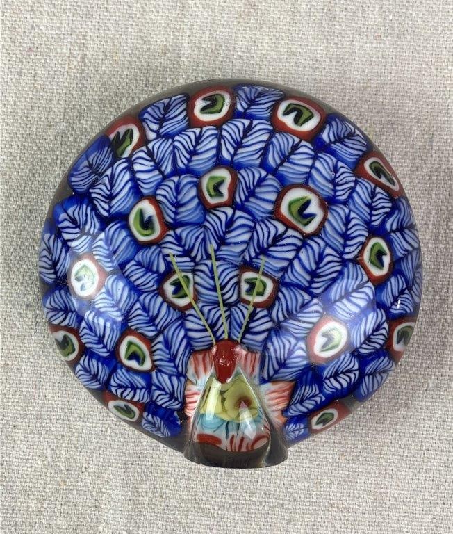 Murano Millefiori Peacock Paperweight - 2
