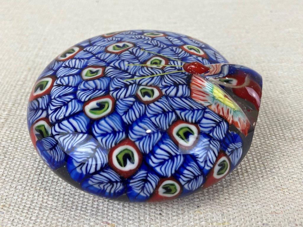 Murano Millefiori Peacock Paperweight - 3