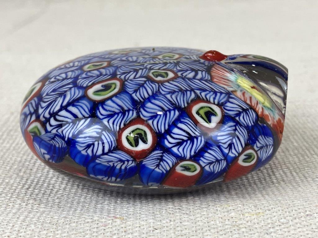 Murano Millefiori Peacock Paperweight - 4
