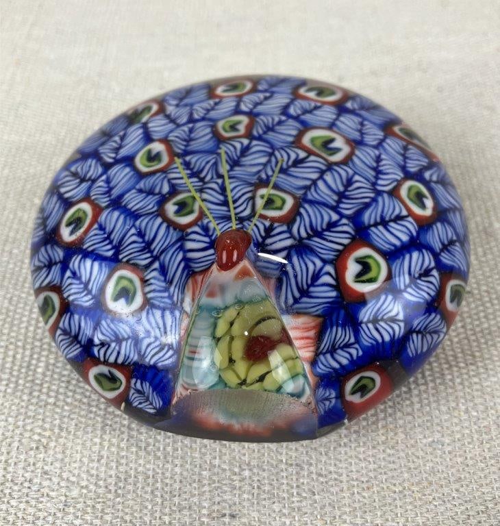 Murano Millefiori Peacock Paperweight - 5