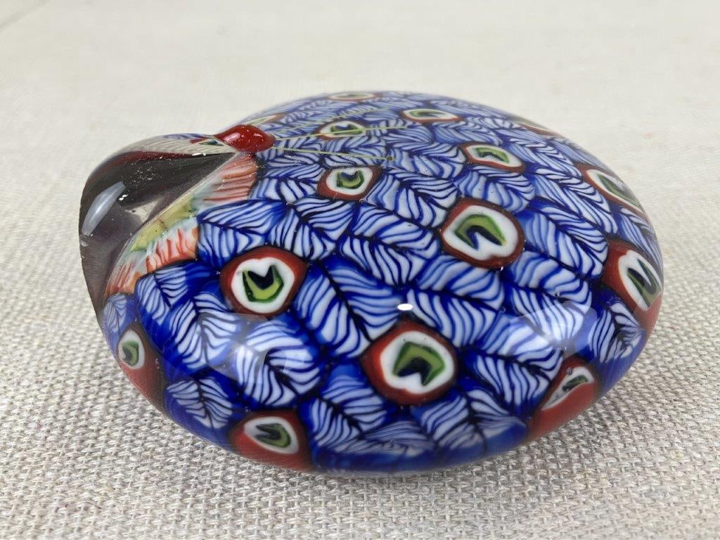 Murano Millefiori Peacock Paperweight - 6