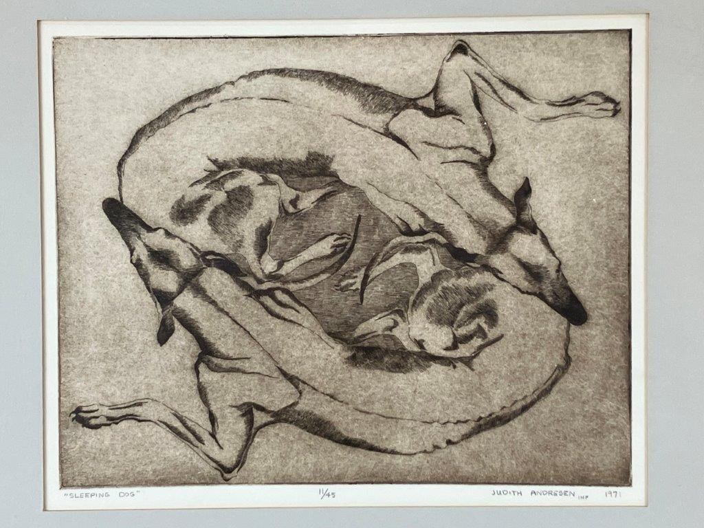 Judith Andresen Sleeping Dog Etching - 2