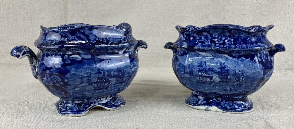 Two Staffordshire Transferware Sugar Bowls - 2