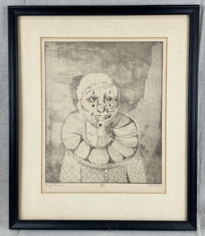 Bette Lee Coburn Signed Boy Clown Etching (1 of 8)