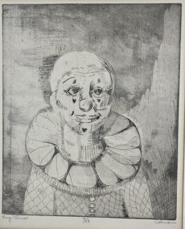 Bette Lee Coburn Signed Boy Clown Etching - 2