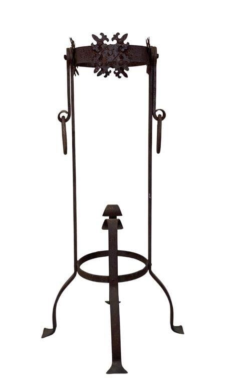 Antique Wrought Iron Fireplace Tool Stand - 2