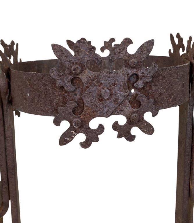 Antique Wrought Iron Fireplace Tool Stand - 3