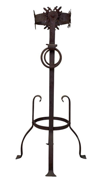 Antique Wrought Iron Fireplace Tool Stand - 4