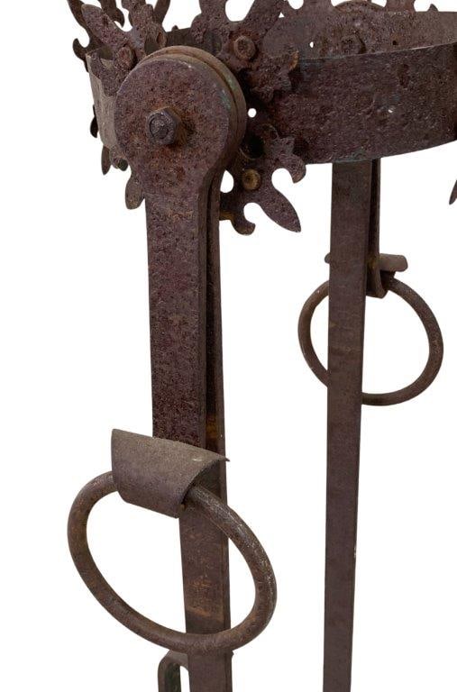 Antique Wrought Iron Fireplace Tool Stand - 5