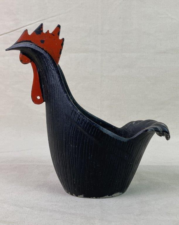 Mid-Century Modern Cast Iron Chicken Planter - 4