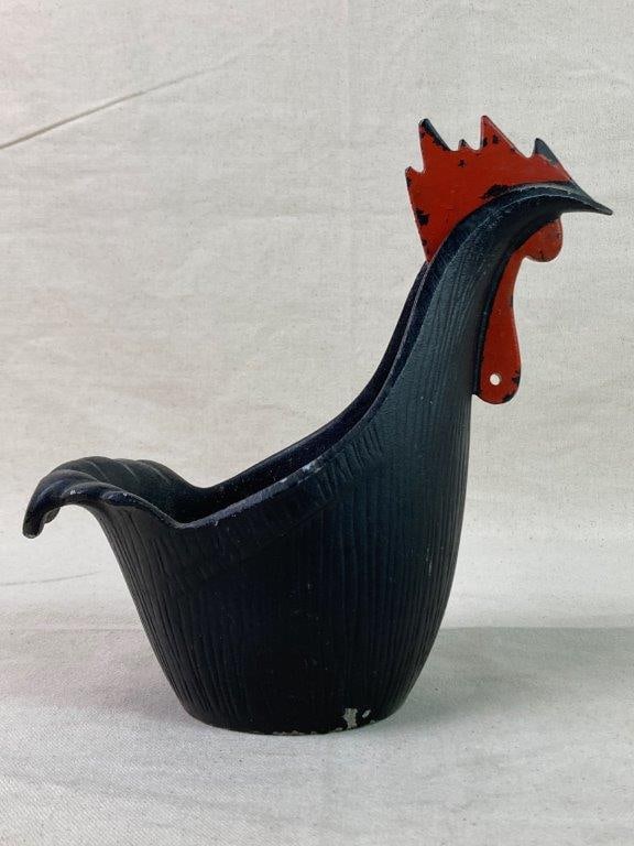 Mid-Century Modern Cast Iron Chicken Planter - 6