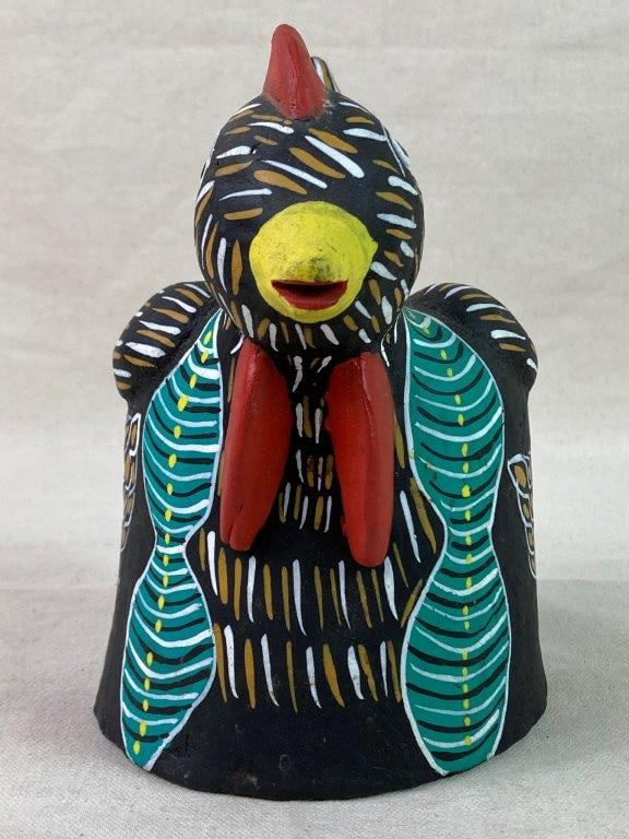 Mexican Folk Art Clay Chicken Sculpture - 3