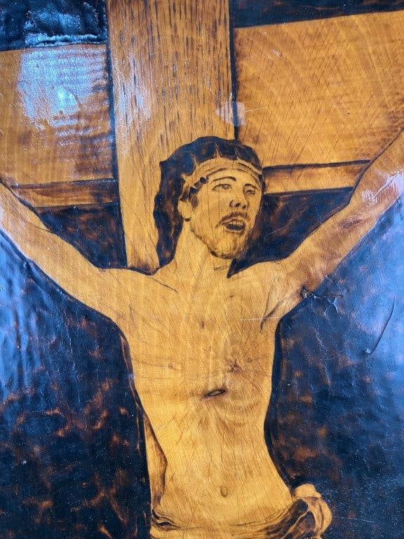 Folk Art Jesus Wood Slice - 2