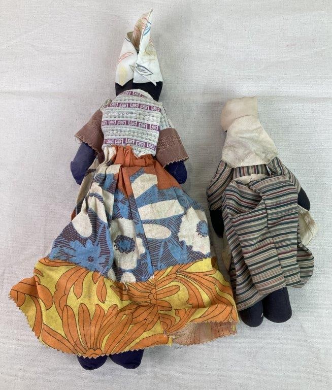 Black Americana Folk Art Dolls Pair - 7