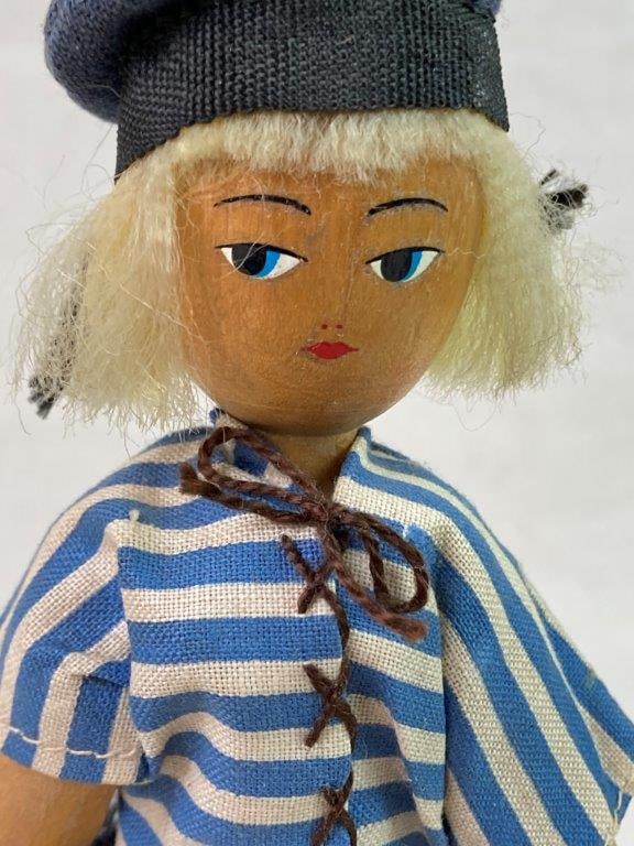 Vintage Polish Wooden Peg Doll - 6