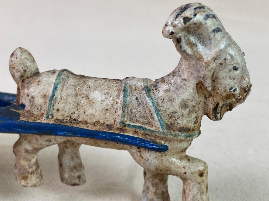 Vintage Toy Tractor and Goat-Pulled Cart - 13