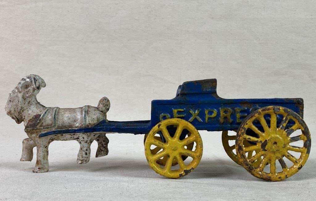 Vintage Toy Tractor and Goat-Pulled Cart - 15