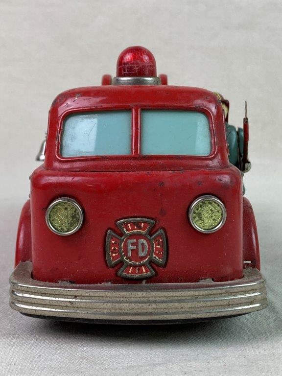 Vintage Linemar Tin Fire Truck Toy - 3