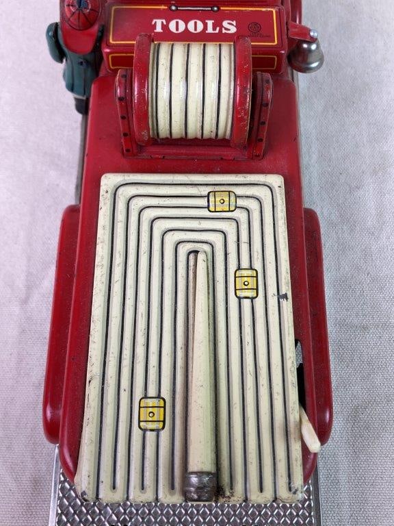 Vintage Linemar Tin Fire Truck Toy - 7