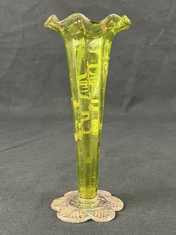 Two Glass Fluted Vases - 8