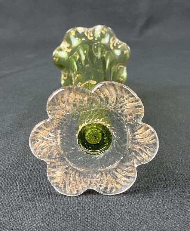 Two Glass Fluted Vases - 9