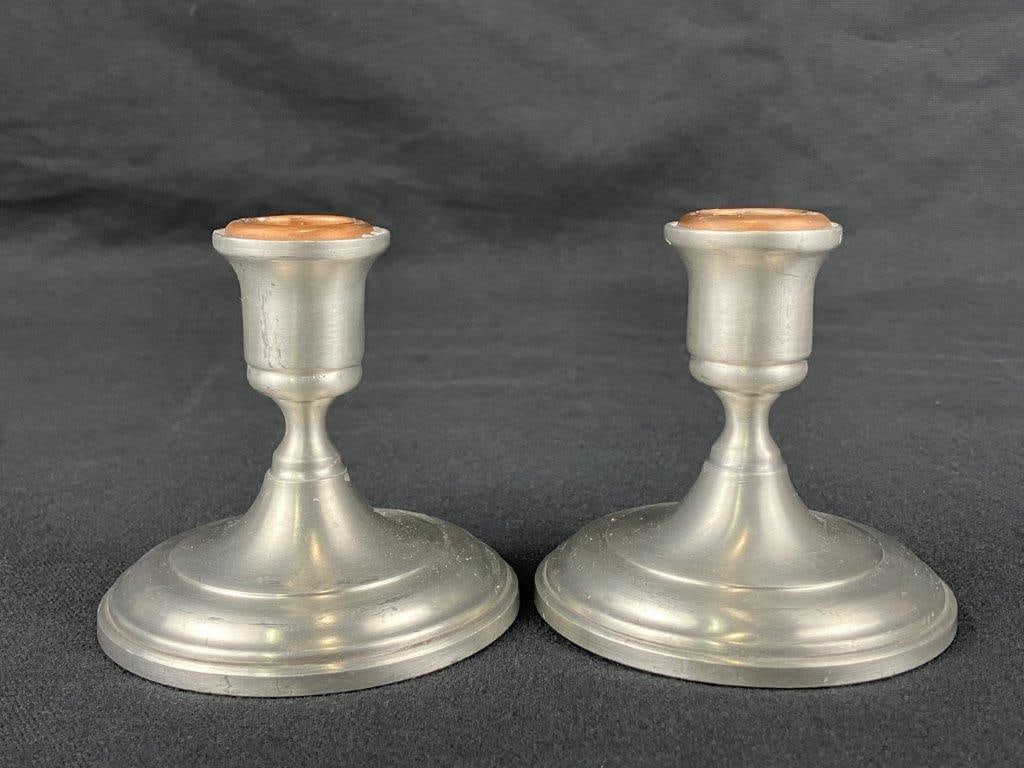 Pair of Pewter Candlesticks - 2