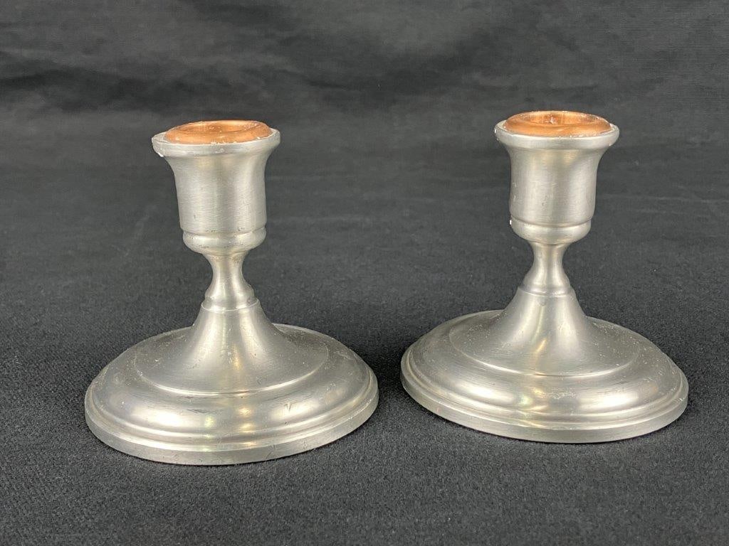 Pair of Pewter Candlesticks - 3