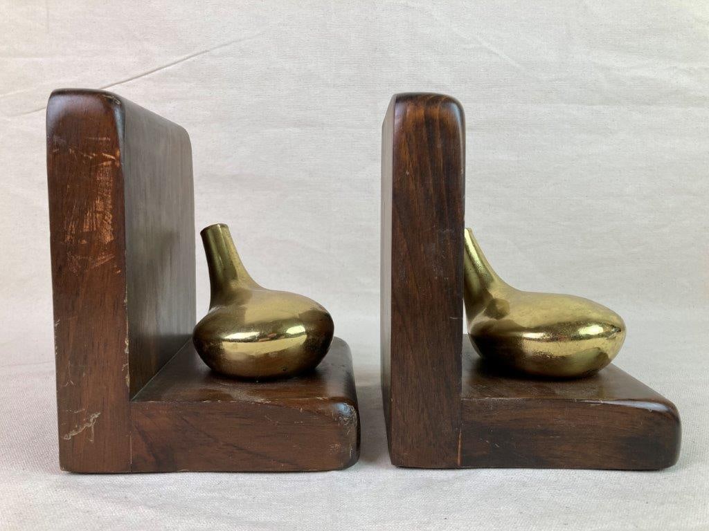 Mid-Century Modern Wood and Brass Golf Club Bookends - 3