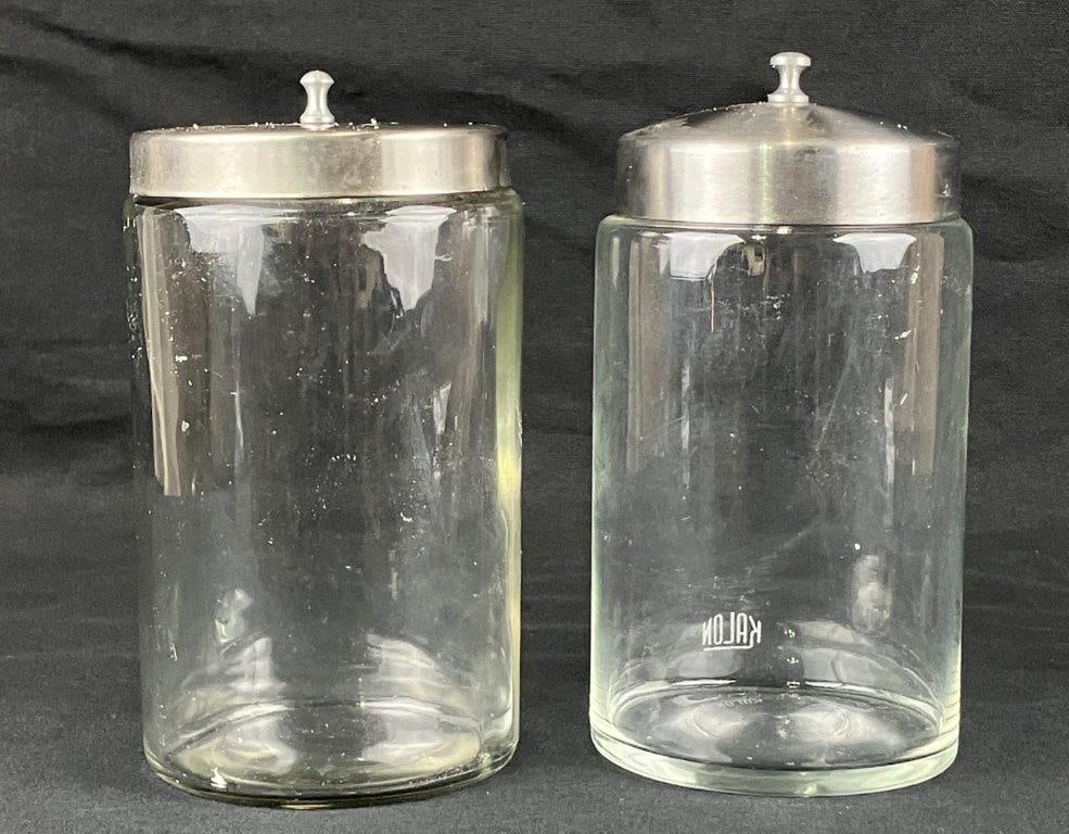 Two Glass Covered Storage Jars - 4