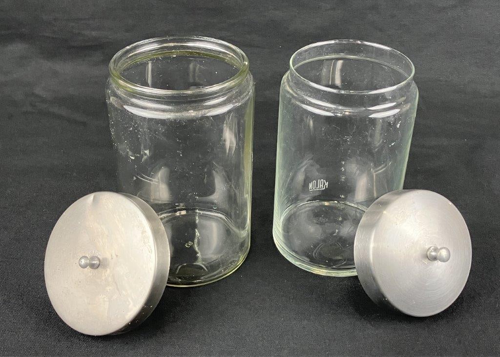 Two Glass Covered Storage Jars - 5