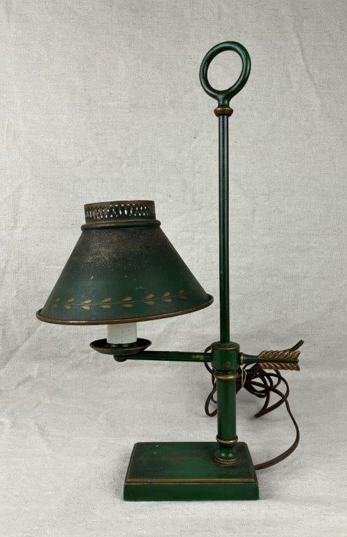 Green Toleware Bouillotte-Style Lamp - 3