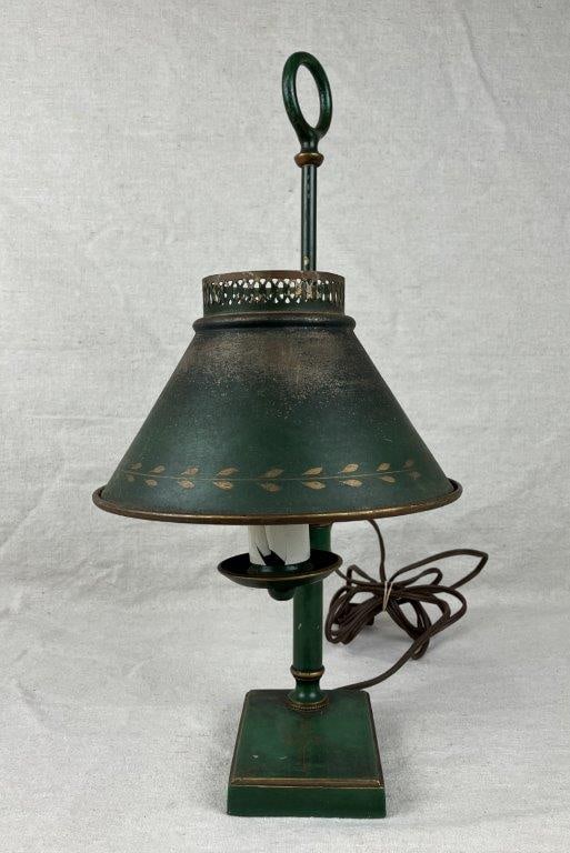 Green Toleware Bouillotte-Style Lamp - 5