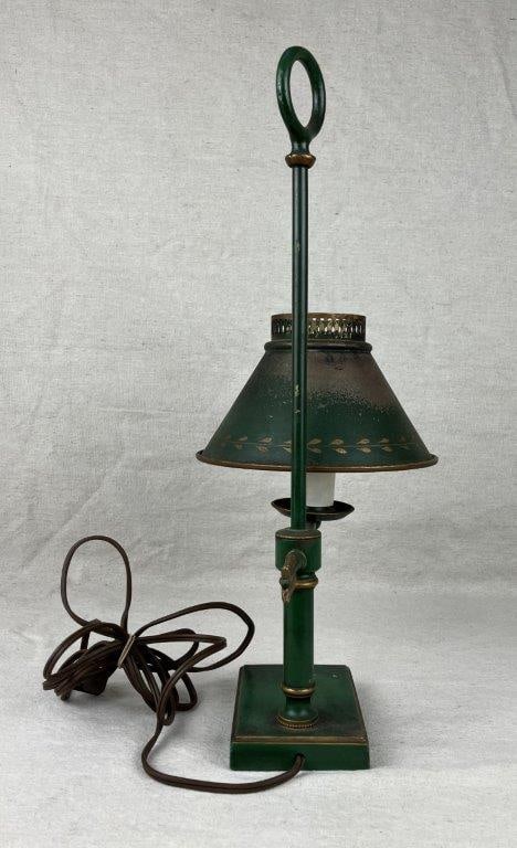 Green Toleware Bouillotte-Style Lamp - 7