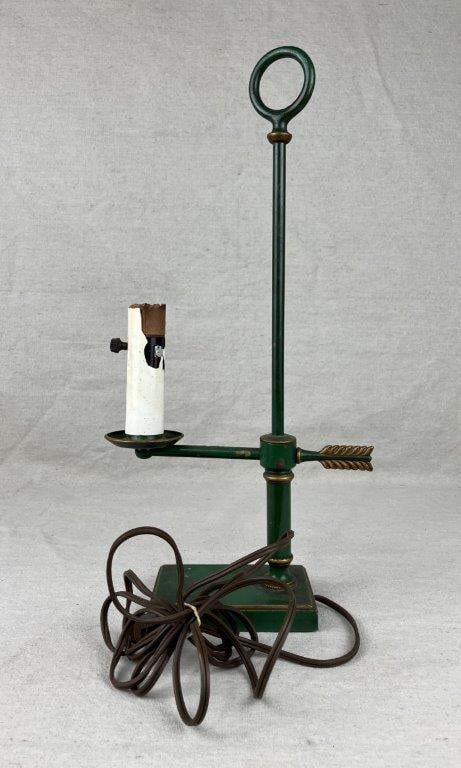 Green Toleware Bouillotte-Style Lamp - 8