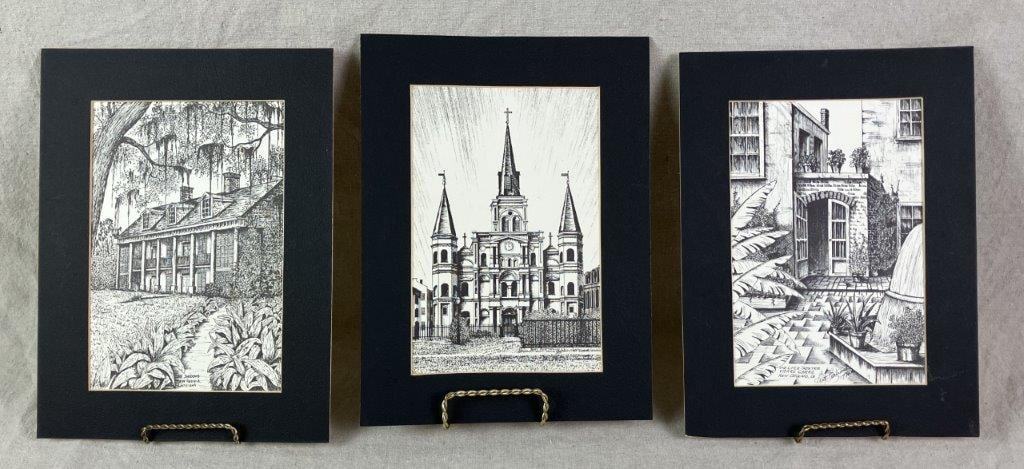 Nine Bert Bertrand Louisiana Lithographs - 2