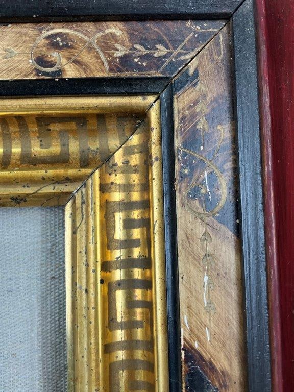 Red Polychromed Frame with Gilt Greek Key Design - 4