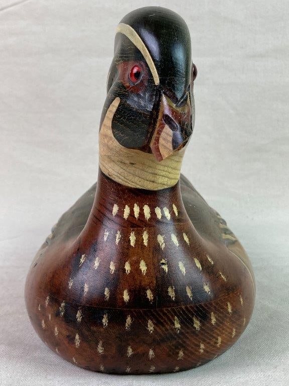 Vintage Tom Taber and Hersey Kyle Jr. Wood Duck Decoy - 4