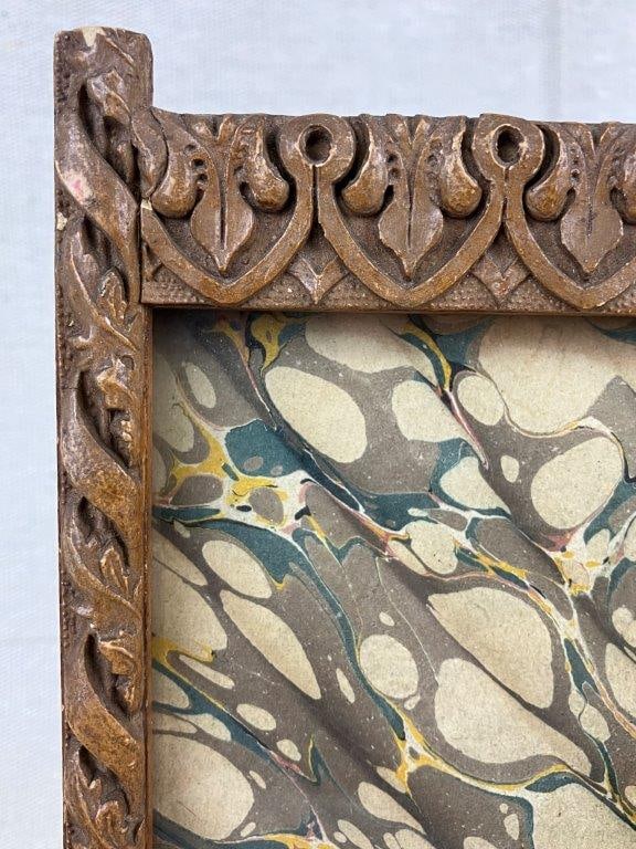 Carved Folk Art Frame and Framed Prints - 2