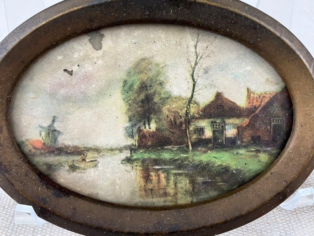 Carved Folk Art Frame and Framed Prints - 5