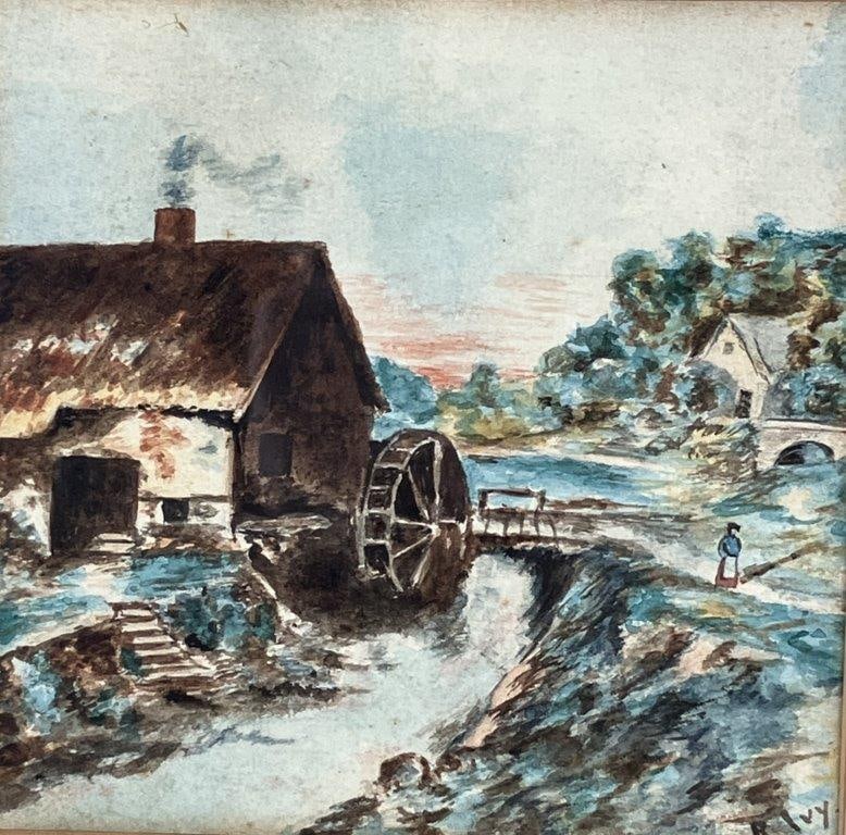 Country Cottage Mill Watercolor Painting - 2