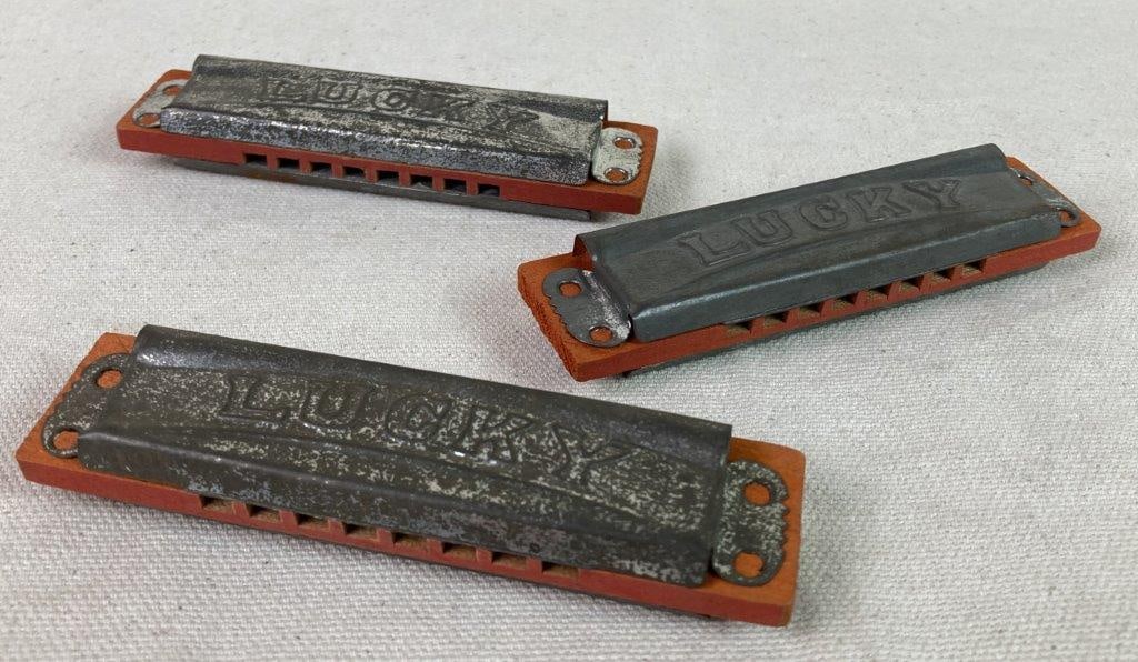 Three Vintage Lucky Harmonicas (1 of 4)